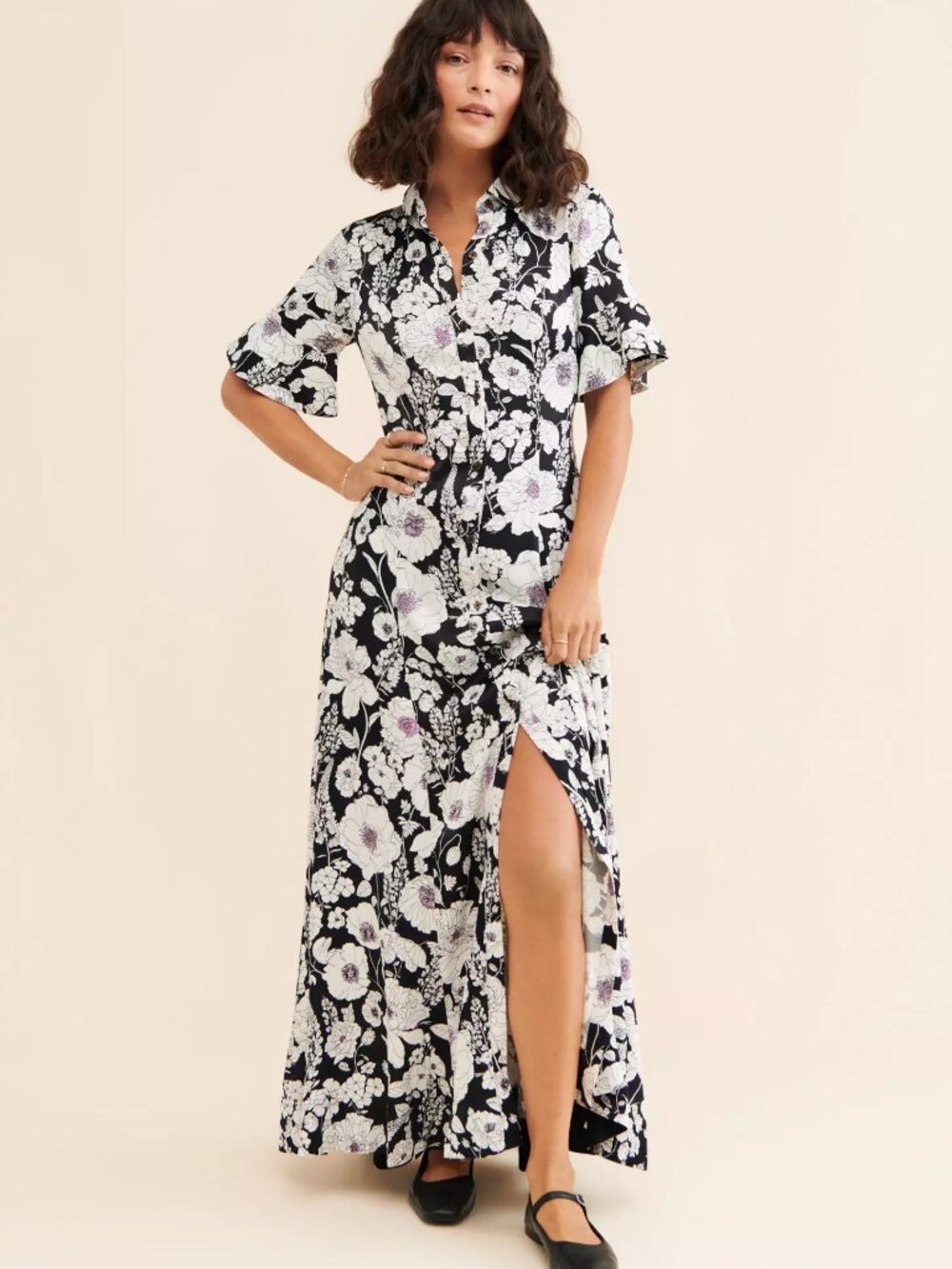 Maeve Printed Short-Sleeve Shirt Dress